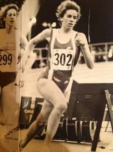 Kristen racing for Indiana University, Division 1 National Championships (1991)
