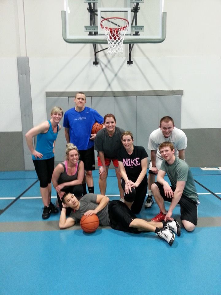 Justin (back right) playing basketball at The Valley Athletic Club in 2014